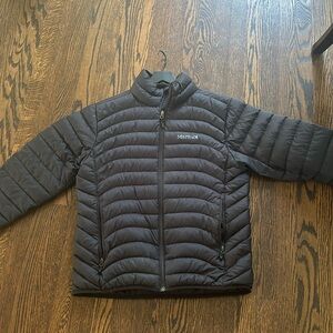 black Marmot puffer jacket